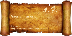 Ament Ferenc névjegykártya