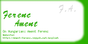 ferenc ament business card
